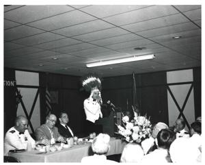 Group of men at the Armed Forces Day celebration in McAlester, Oklahoma. 1973, 1973-05-19