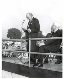 Retreat review honoring Army veterans in Congress. June 12, 1960 Carl Albert and Daniel K. Inouye are pictured., 1960-06-12