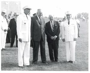 Retreat review honoring Army veterans in Congress. June 12, 1960. Shot of the crowd at event with Washington Monument in the background, 1960-06-12