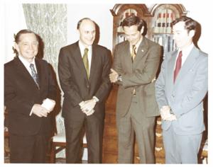 Carl Albert with astronauts in Speaker&#39;s office., 1950-01-01 - 1976-12-31