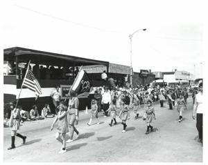 Parade scenes in McAlester, Oklahoma on Armed Forces Day. 1974, 1974-05-18
