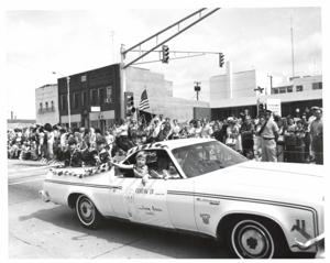 Parade scenes in McAlester, Oklahoma on Armed Forces Day. 1974, 1974-05-18