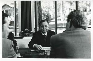 Carl Albert talking with Leonid Brezhnev in Yalta. August 1975, 1975-08-04