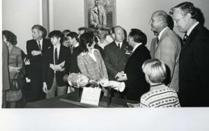 Carl Albert with military officers on a reviewing stand in McAlester, Oklahoma on Armed Forces Day 1969, 1969-05-17