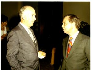 Carl Albert shown with an Army lieutenant colonel in Speaker&#39;s office., 1972-01-01 - 1972-12-31