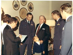 Carl Albert with unidentified man. 1972., 1972-01-01 - 1972-12-31