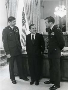 Carl Albert shown with military cadets., 1962-05-06