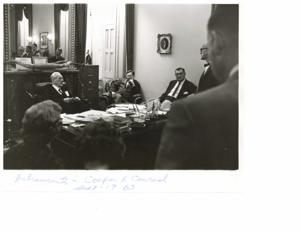 Hubert H. Humphrey with astronauts Walter Schirra, and Thomas Stafford., 1967-01-01 - 1967-12-31