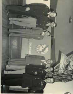 Carl Albert at the Medal of Honor exhibit with Sergeant Ted Fertig and Sergeant First Class John Blaine on Capitol Hill., 1966-01-01 - 1966-12-31