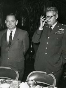 Carl Albert presented with colonel insignia by General Vittrup., 1968-01-01 - 1968-12-31