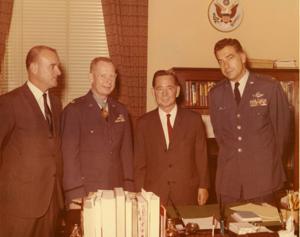 Carl Albert with Major Fisher, Medal of Honor Winner -- Vietnam In Albert&#39;s office., 1973-01-01 - 1973-12-31