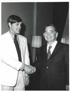 Carl Albert with Jim Logan, a Ewing Fellow. August 1, 1971, 1971-08-01