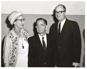Carl Albert with a member of the President&#39;s Committee on Employment of the Handicapped and another man., 1950-01-01 - 1976-12-31