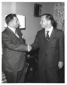 Carl Albert with unidentified people., 1950-01-01 - 1976-12-31