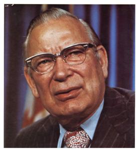 Carl Albert with Carly Jo Harl and Robert Randall Harl of Temple, Oklahoma. 1968, 1968-01-01 - 1968-12-31