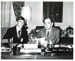 Carl Albert with 1975 Journal Spelling Bee winner, Kathy Baxter., 1950-01-01 - 1976-12-31