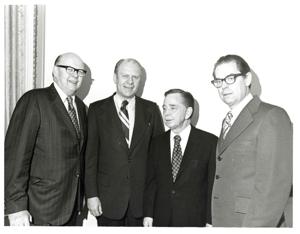 Photographer speaking to Gerald R. Ford. and Tom Steed. May 1974, 1974-05-01