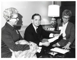 Carl Albert with unidentified people., 1950-01-01 - 1976-12-31