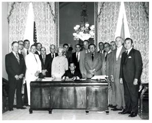 Carl Albert with unidentified people., 1950-01-01 - 1976-12-31