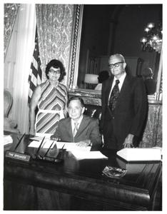 Carl Albert with two unidentified young adults., 1950-01-01 - 1976-12-31
