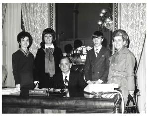 Carl Albert with unidentified people., 1950-01-01 - 1976-12-31