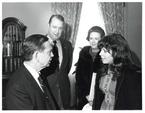 Carl Albert with Pamela Peevyhouse and Jerral Dukes. August 1, 1973, 1973-08-01