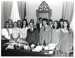 Carl Albert with unidentified people., 1950-01-01 - 1976-12-31