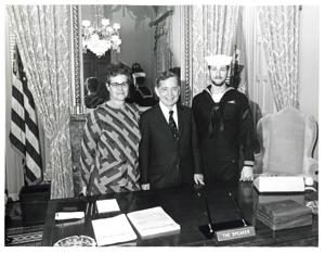 Carl Albert with a group of 4-H Club members from Oklahoma. July 16, 1973, 1973-07-16