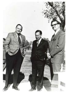 Carl Albert with Jim Yealt and Sheila Stuckey. March 20, 1973, 1973-03-20
