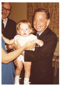 Carl Albert with baby (from Oliver Benson), and two others., 1950-01-01 - 1976-12-31
