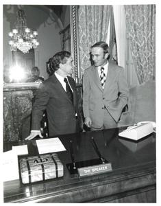 Carl Albert with baby (from Oliver Benson), and two others., 1950-01-01 - 1976-12-31