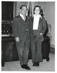 Carl Albert with Raymond Ferguson, Erwin Culley, and Andrew Hinkle of Pauls Valley, Oklahoma., 1950-01-01 - 1976-12-31