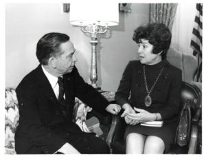 Carl Albert with an unidentified woman., 1950-01-01 - 1976-12-31