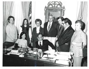 Carl Albert with unidentified people., 1950-01-01 - 1976-12-31