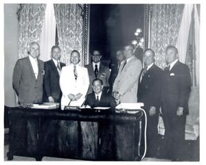 Carl Albert with unidentified people., 1950-01-01 - 1976-12-31