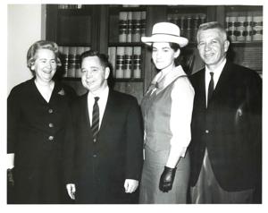 Carl Albert shaking hands with a man in an office., 1950-01-01 - 1976-12-31