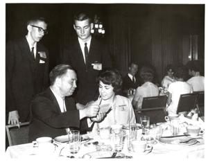 Carl Albert with the Ed Layne family., 1950-01-01 - 1976-12-31