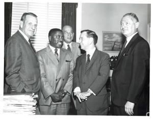 Carl Albert with two men and a woman., 1950-01-01 - 1976-12-31