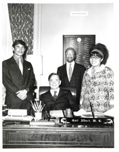 Carl Albert with Calvary Baptist Church choir on Capitol steps. August 14, 1970, 1970-08-14