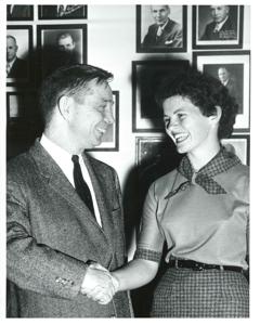 Carl Albert with the Otis Thomas family. 1962, 1962-01-01 - 1962-12-31