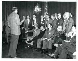 Carl Albert with a couple., 1950-01-01 - 1976-12-31