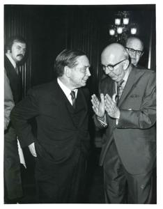 Carl Albert with a group of Oklahoma automobile dealers. February 24, 1972, 1972-02-24