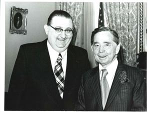 Carl Albert and Tom Carey. March 1975, 1975-03-01