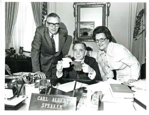 Carl Albert and Tom Carey. March 1975, 1975-03-01