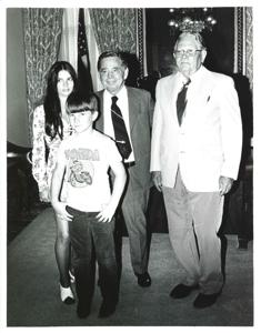 Carl Albert with Kimberly Gann. July 1974, 1974-07-01