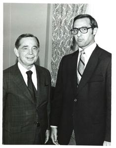 Carl Albert with Jim Hartz family. March 17, 1975, 1975-03-17