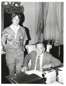 Carl Albert with members of Communications Workers of America. March 20, 1974, 1974-03-20