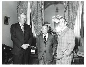 Carl Albert with Captain Paul Smith. October 9, 1975, 1975-10-09