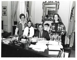 Carl Albert and David Albert with Ceci Wolfe family., 1950-01-01 - 1976-12-31