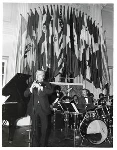 George Nigh speaking at the American Revolution Bicentennial Ball in Oklahoma. October 2, 1976, 1976-10-02